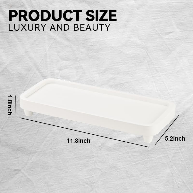 Janxin Bathroom Tray for Counter,Vanity Tray,Soap Dispenser Tray for Kitchen Sink, Kitchen and Home Decor (White) - Image 3